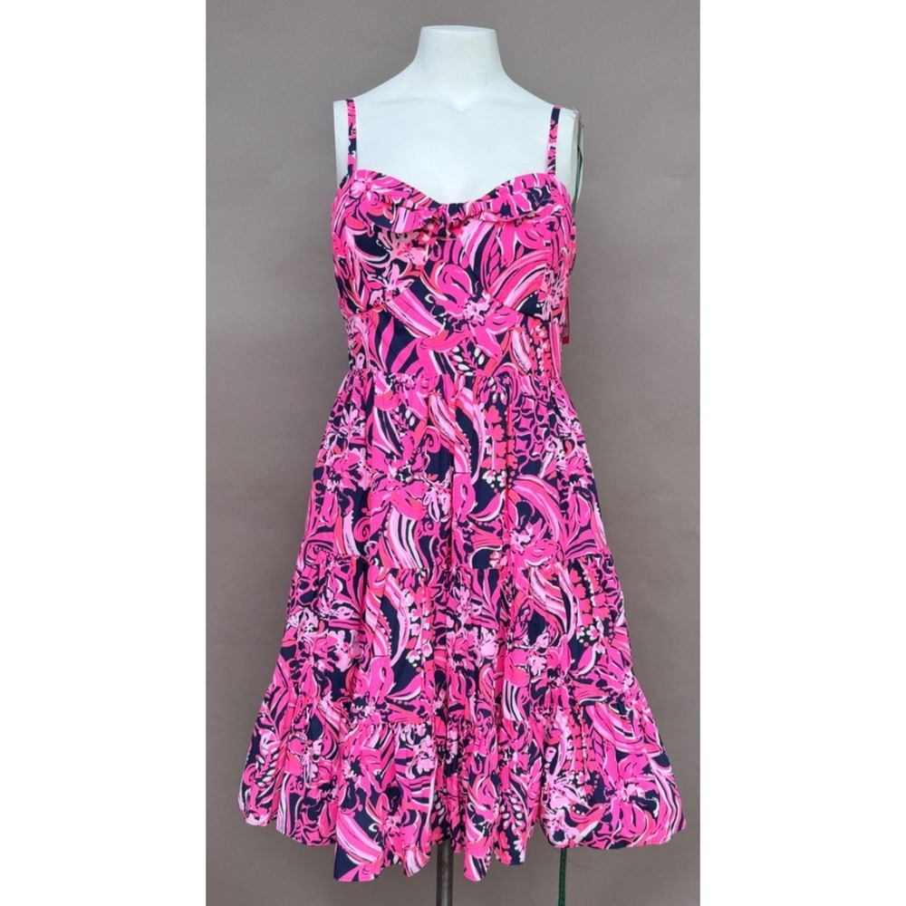 NWT Lilly Pulitzer Adalia Dress 12 Tiered Pink Flirty Fins Low Tide Boutique